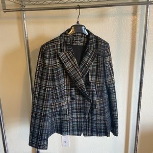 Elie Tahari Metallic Plaid Blazer